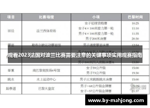 观看2023法国对波兰比赛需要注意的关键事项实用观赛指南